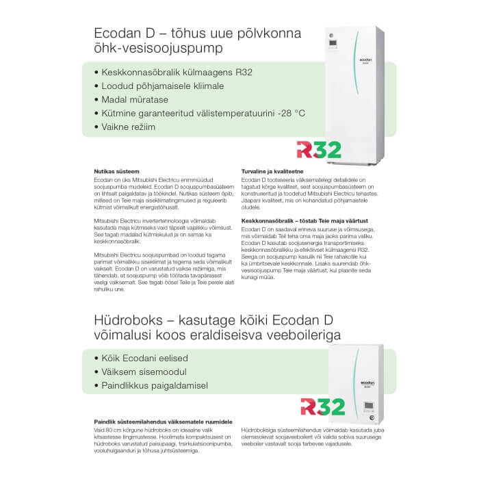 Õhk-vesi soojuspump Mitsubishi Electrik  SUZ-SWM40VA + EHSD-YM9D hüdromoodul